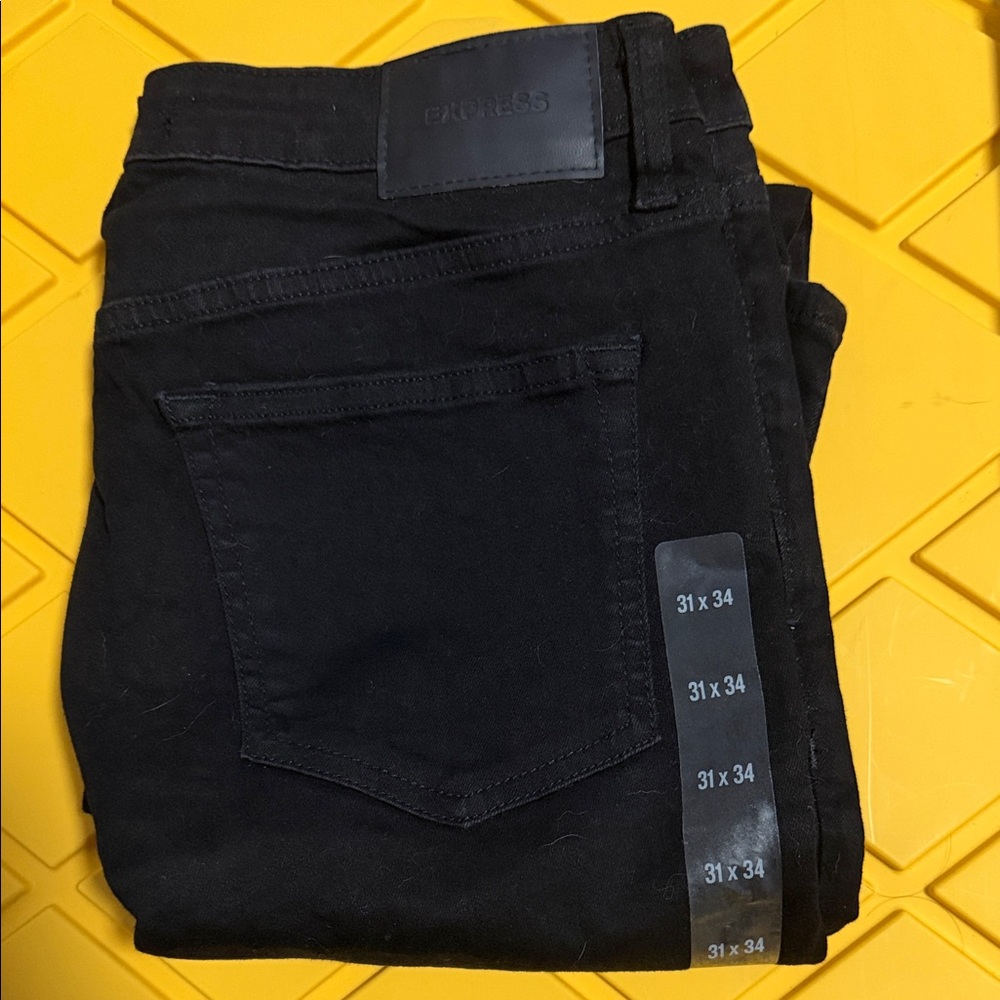 NEW Express Men's Black Slim Jeans  31 X 34 HYPER STRETCH - Picture 3 of 4